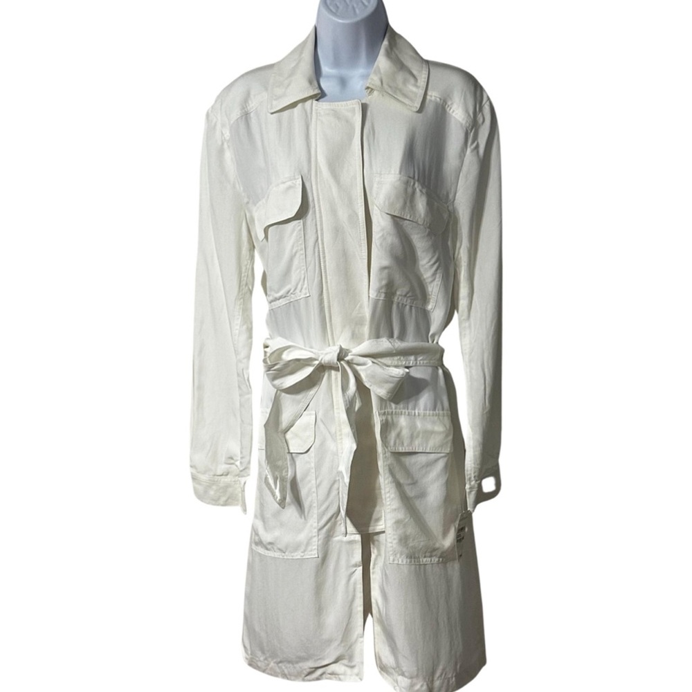 White Button-Up Belted Dress/Jacket